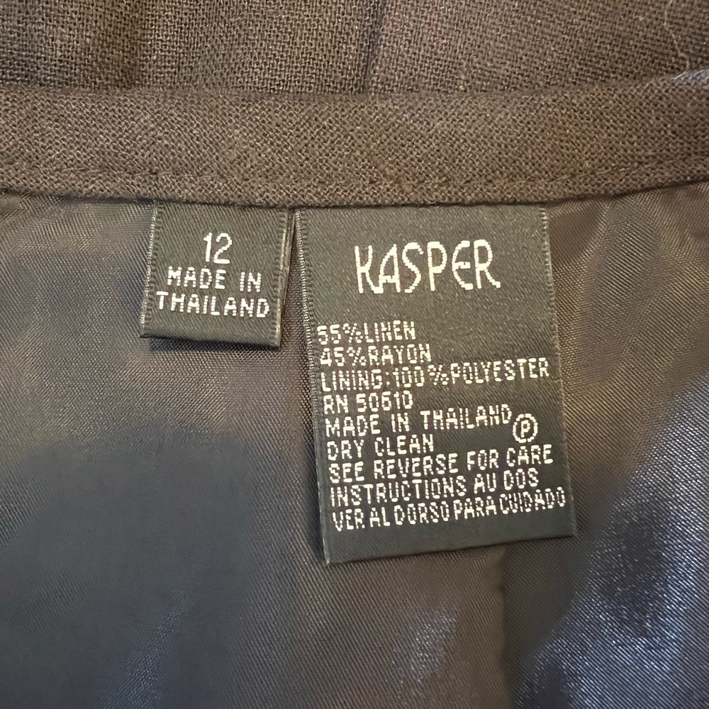 ❤️💋FUN SEXY FLIRTY SKIRT💋❤️SIZE COLOR 12 KASPER L LARGE BLACK LINEN RAYON 568 - Picture 2 of 8